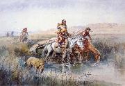 Charles M Russell Indian Women Moving Camp Spain oil painting artist